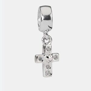 Pandora Heart Cross Dangle Charm sterling silver with cubic zirconia stones